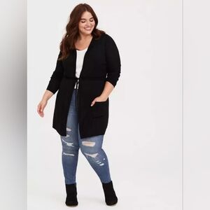 Torrid Anorak Hooded Cinch Waist Black Sweater Size 2 *2X* NWT